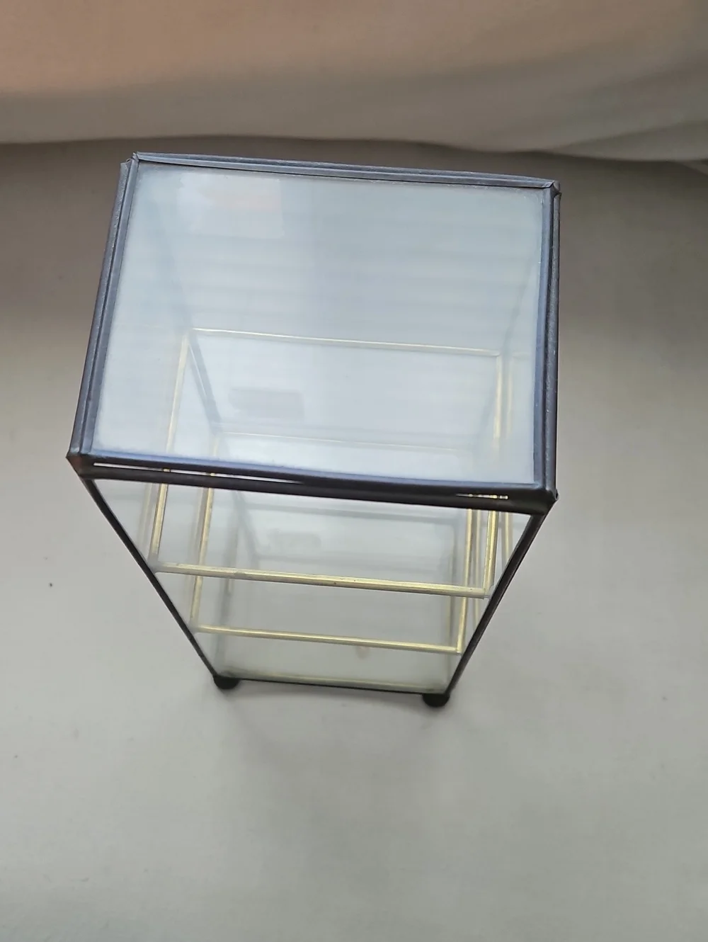 Glass Display Cabinet Gold Accents - Small With 3 Shelves